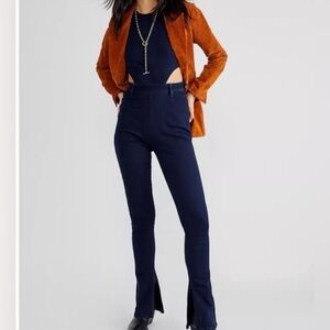 WeWoreWhat Dani Denim Jumpsuit Side Cutout Slit Leg Dark Wash Size 2